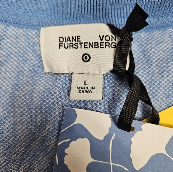 NWT Diane Von Furstenberg Target Collared Sea Twig Blue‎ Sweater Dress Large - Picture 9 of 12